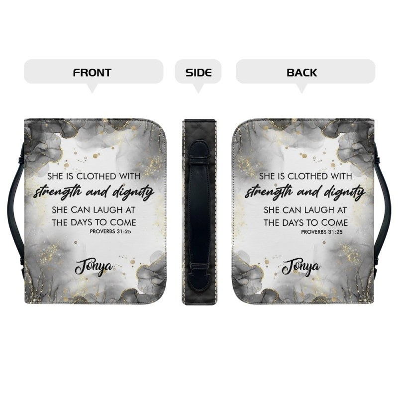 Christianartbag Bible Cover, She Is Clothed With Strength and Dignity Proverbs 31:25 Her Bible Cover, Personalized Bible Cover, Flower Bible Cover, Christian Gifts, CAB04201123. - Christian Art Bag