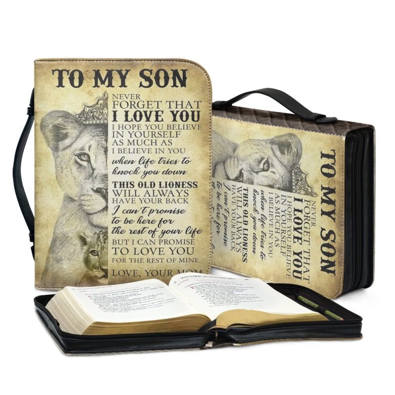 Christianartbag Bible Cover, To My Son From Mom Bible Cover, Personalized Bible Cover, Art Design Bible Cover, Christian Gifts, CAB02061223. - Christian Art Bag