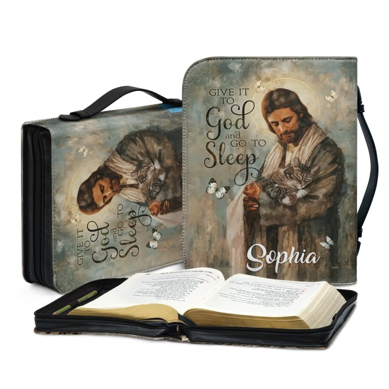 Christianartbag Bible Cover, Jesus Is My Savior Cats Are My Therapy Bible Cover, Personalized Bible Cover, Bible Cover Christ and Cats, Christian Gifts, CAB07151023. - Christian Art Bag