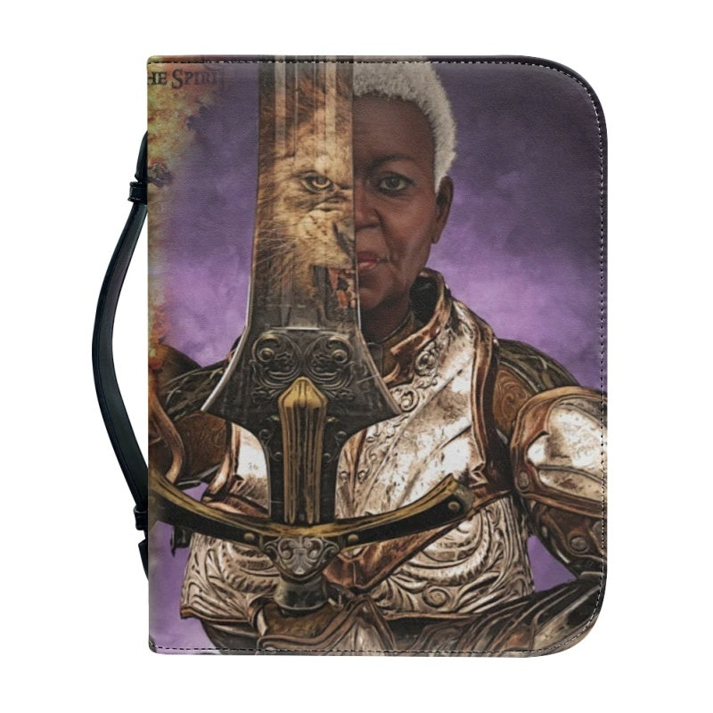 Christianartbag Bible Cover, Female Warrior With Sword With Lion. Bible Cover, Personalized Bible Cover, Gifts For Women, Christmas Gift, CABBBCV02080823. - Christian Art Bag