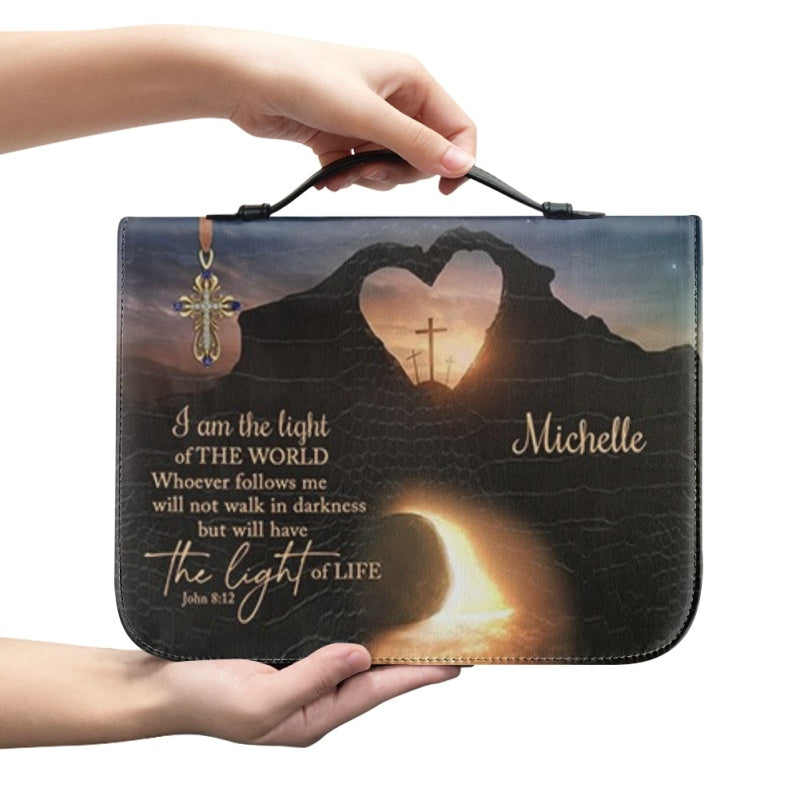 Christianartbag Bible Cover, I Am The Light Of The World Bible Cover, Personalized Bible Cover, Cross Heart Bible Cover, Christian Gifts, CAB08090124. - Christian Art Bag