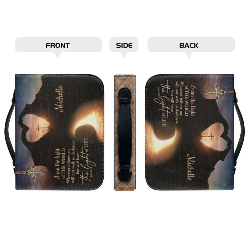 Christianartbag Bible Cover, I Am The Light Of The World Bible Cover, Personalized Bible Cover, Cross Heart Bible Cover, Christian Gifts, CAB08090124. - Christian Art Bag