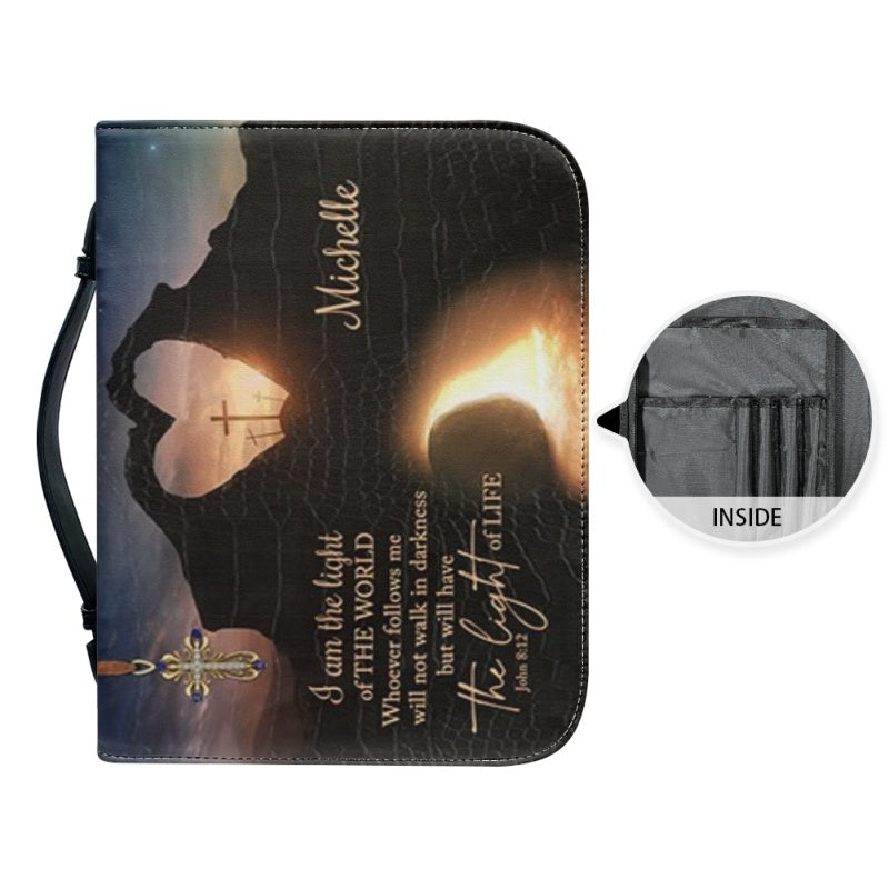 Christianartbag Bible Cover, I Am The Light Of The World Bible Cover, Personalized Bible Cover, Cross Heart Bible Cover, Christian Gifts, CAB08090124. - Christian Art Bag