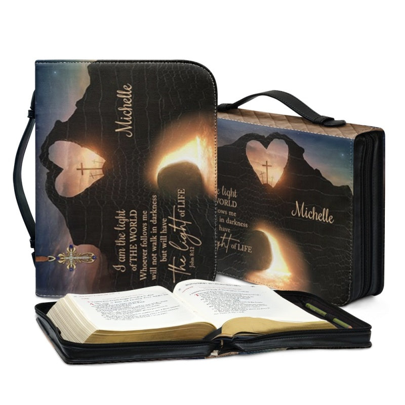 Christianartbag Bible Cover, I Am The Light Of The World Bible Cover, Personalized Bible Cover, Cross Heart Bible Cover, Christian Gifts, CAB08090124. - Christian Art Bag