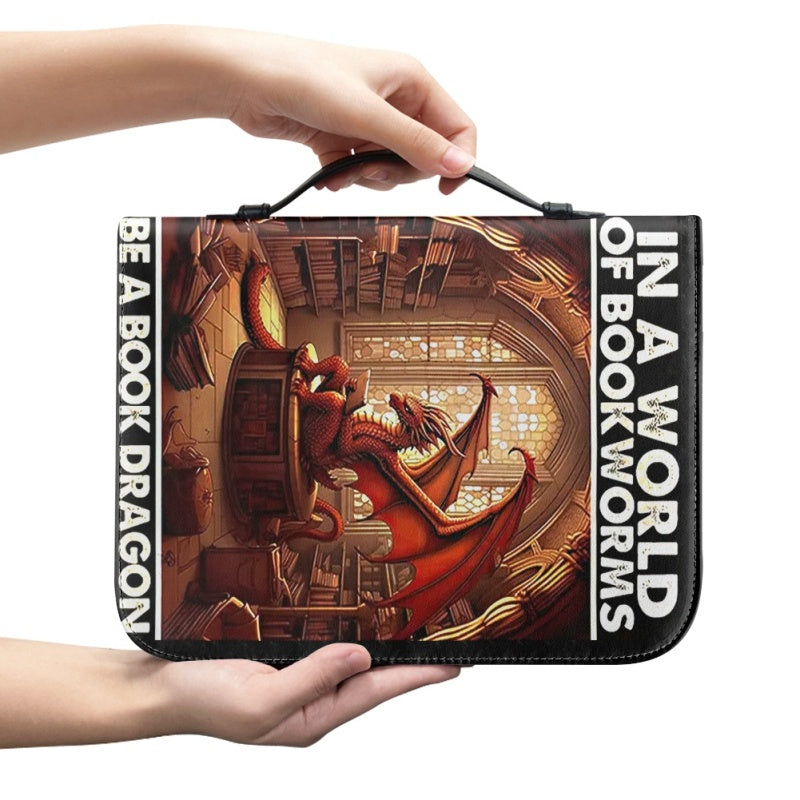 CHRISTIANARTBAG Bible Covers - In A World Of Bookworms Be A Book Dragon - Personalized Book Cover - CABBBCV01030524.