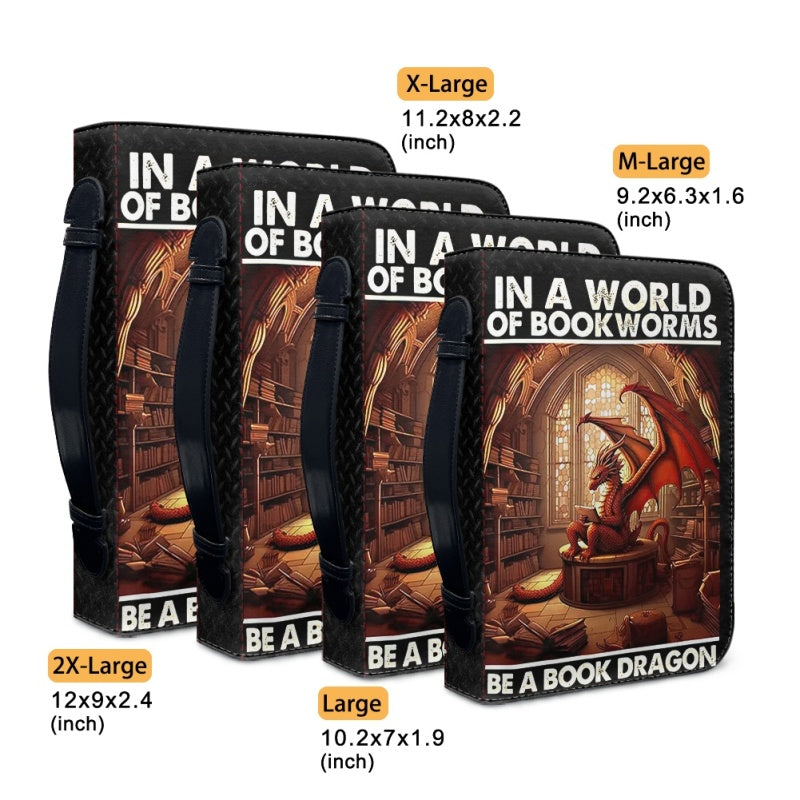 CHRISTIANARTBAG Bible Covers - In A World Of Bookworms Be A Book Dragon - Personalized Book Cover - CABBBCV01030524.