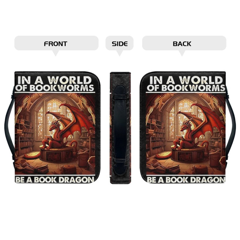 CHRISTIANARTBAG Bible Covers - In A World Of Bookworms Be A Book Dragon - Personalized Book Cover - CABBBCV01030524.