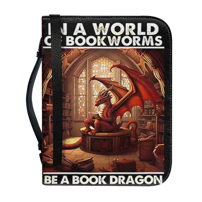 CHRISTIANARTBAG Bible Covers - In A World Of Bookworms Be A Book Dragon - Personalized Book Cover - CABBBCV01030524.