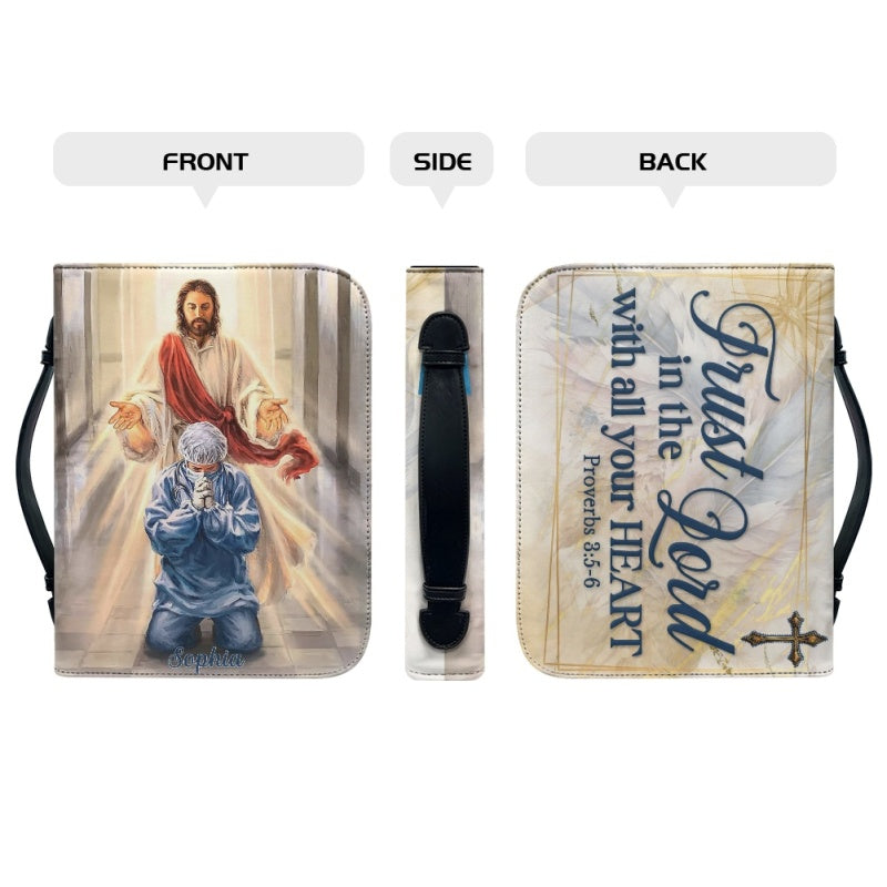 Christianartbag Bible Cover, Trust In The Lord With All Your Heart Proverbs 3:5-6 Personalized Bible Cover Purple, Nurse Bible Cover, Personalized Bible Cover, Christmas Gift, CABBBCV03021023. - Christian Art Bag