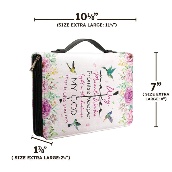 Christianart Bible Cover, Way Maker Miracle Worker Hummingbird Flower, Personalized Gifts for Pastor, Gifts For Women, Gifts For Men. - Christian Art Bag