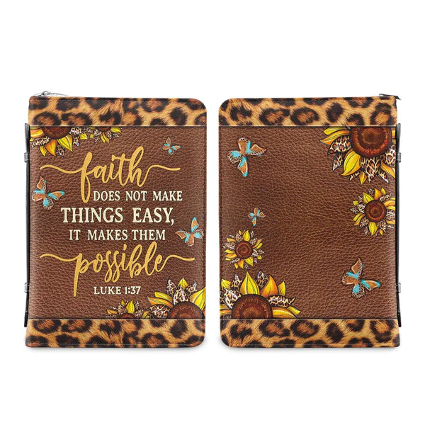 Christianartbag Bible Cover, Faith Does Not Make Things Easy Luke 1:37 Bible Cover, Personalized Bible Cover, Gifts For Women, Christmas Gift, CABBBCV02090823. - Christian Art Bag