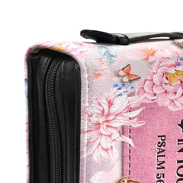 Christianart Bible Cover, When I Am Afraid I Put My Trust In You Psalm 56 3 Butterfly Flower, Personalized Bible Cover. - Christian Art Bag