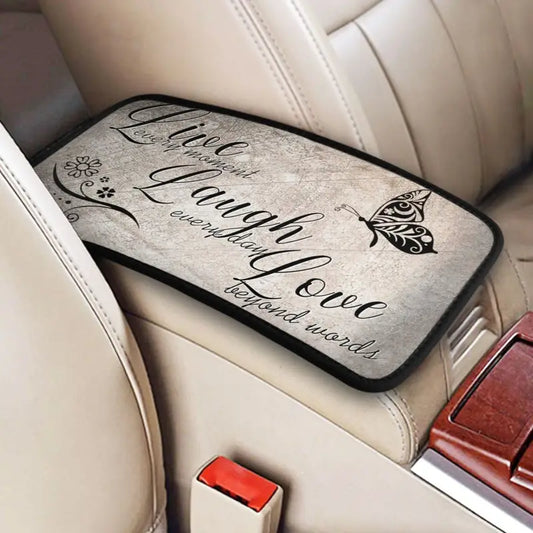 Christianartbag Armrest Accessories Car, Enhance Comfort and Protect Your Armrest with the Live Laugh Love Center Console Armrest Pad, CAB07260923. - Christian Art Bag
