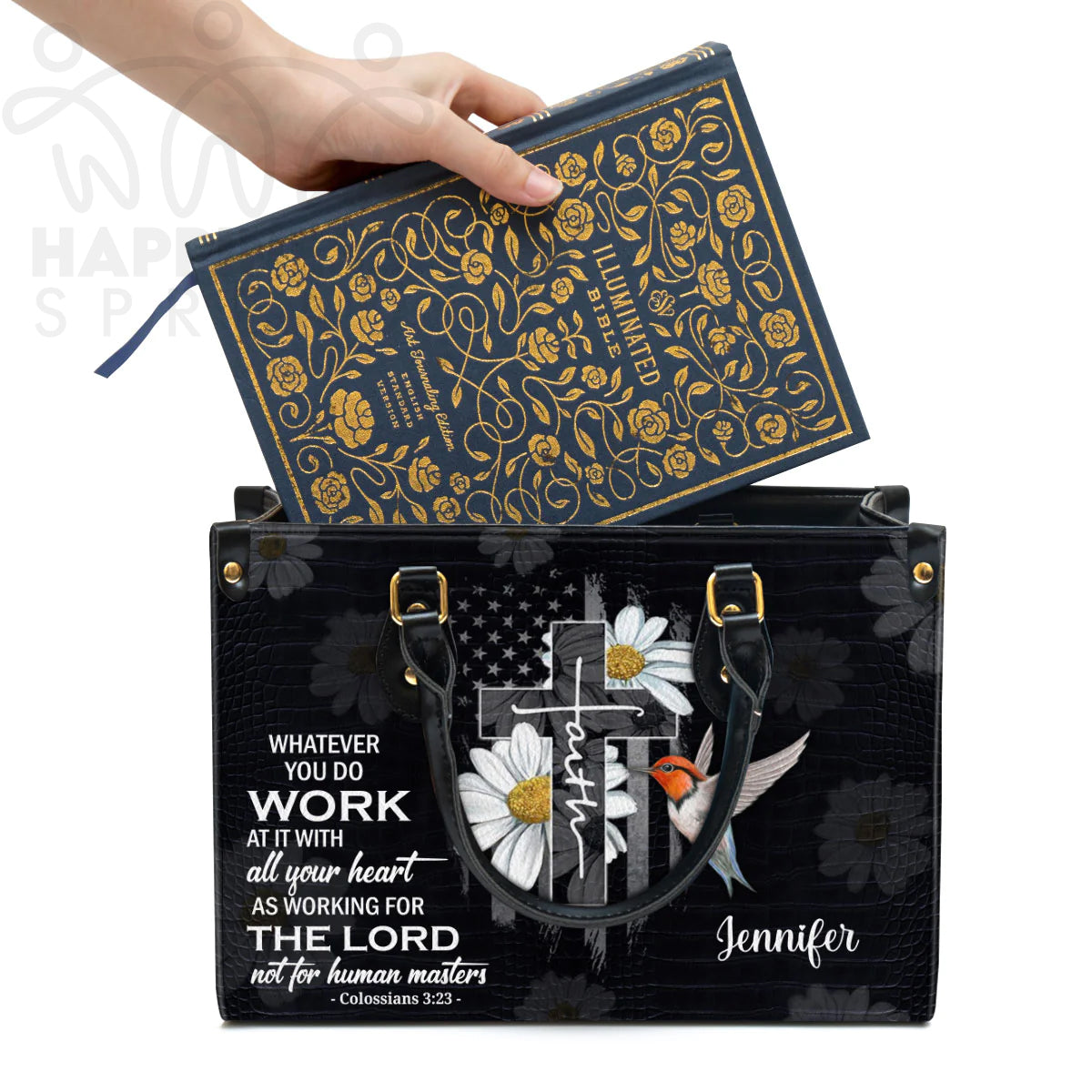 Christianart Handbag, Personalized Hand Bag, Work At It With All Your Heart, Personalized Gifts, Gifts for Women. - Christian Art Bag