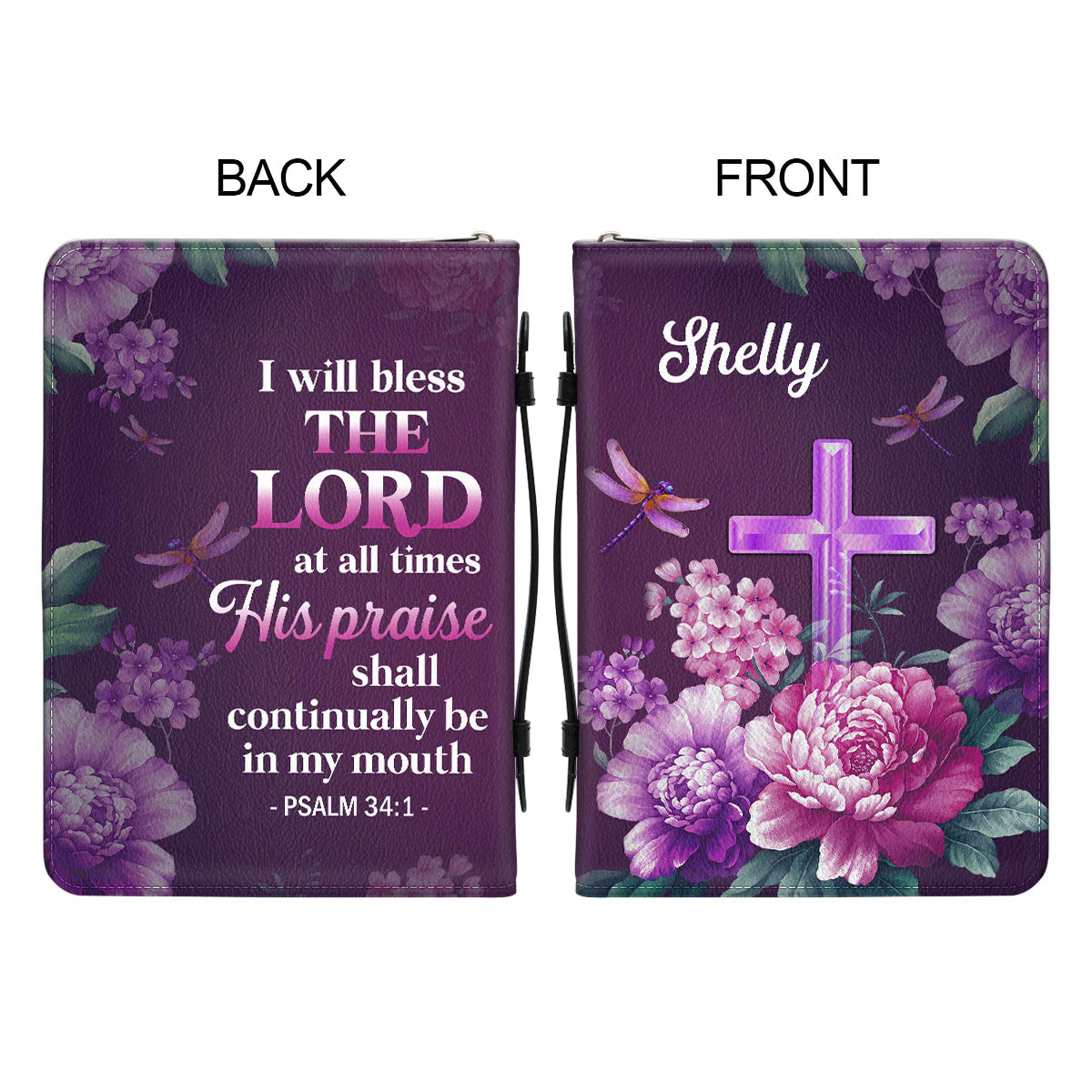 Christianart Bible Cover, I Will Bless The Lord At All Times PSALM 34 1, Personalized Gifts for Pastor, Gifts For Women, Gifts For Men. - Christian Art Bag