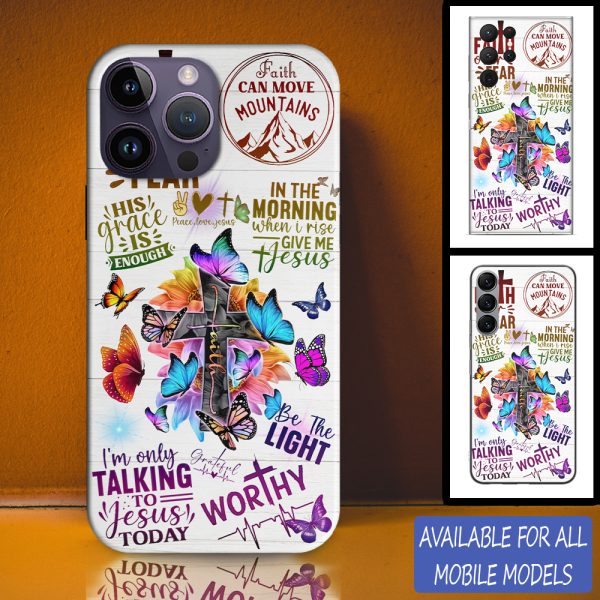 Christianartbag Phone Case, Faith Butterfly Cross Sticker Phone Case, Personalized Phone Case, Christian Phone Case, Jesus Phone Case, Bible Verse Phone Case, CABPC05270723 - Christian Art Bag