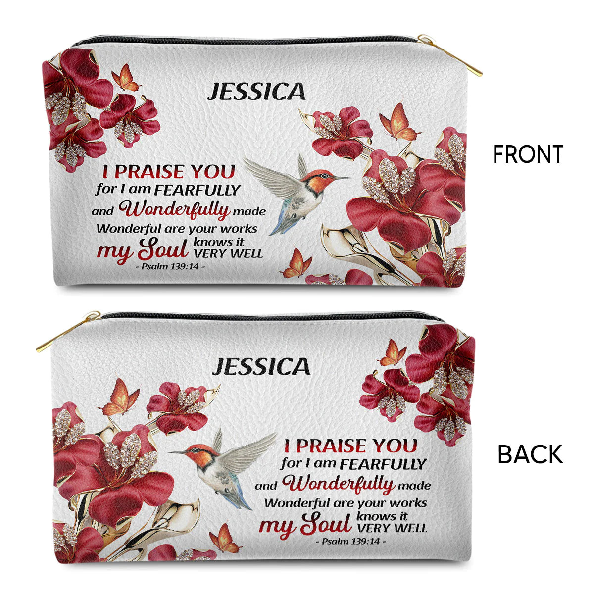 Christianartbag Makeup Cosmetic Bag, My Soul Knows It Very Well, Christmas Gift, Personalized Leather Cosmetic Bag. - Christian Art Bag