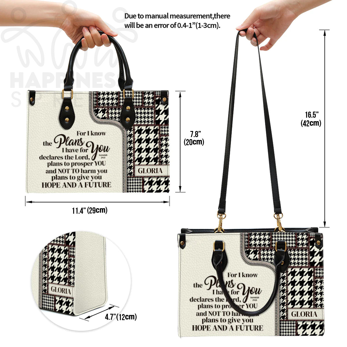 Christianart Handbag, Personalized Hand Bag, For I Know The Plans I Have For You Jeremiah 29:11, Personalized Gifts, Gifts for Women. - Christian Art Bag