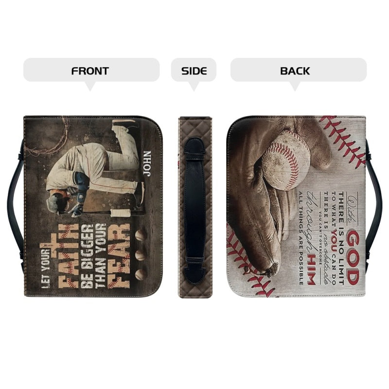 Christianartbag Bible Cover, Let Your Faith Be Bigger Than Your Fear Bible Cover, Personalized Bible Cover, Baseball Bible Cover, Christian Gifts, CAB02301123. - Christian Art Bag