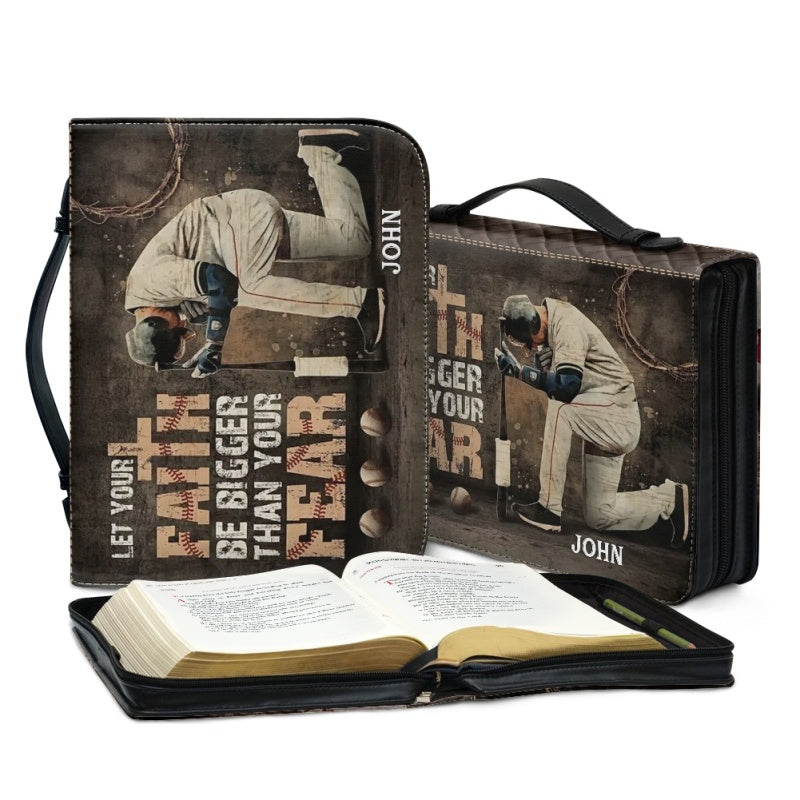 Christianartbag Bible Cover, Let Your Faith Be Bigger Than Your Fear Bible Cover, Personalized Bible Cover, Baseball Bible Cover, Christian Gifts, CAB02301123. - Christian Art Bag
