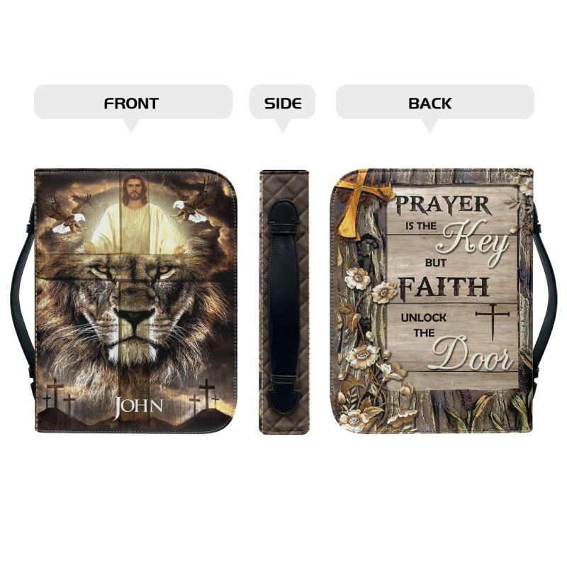 Christianartbag Bible Cover, Divine Guardian Bible Cover with Lion and Savior Imagery - Personalized Name Option, CAB02022324.