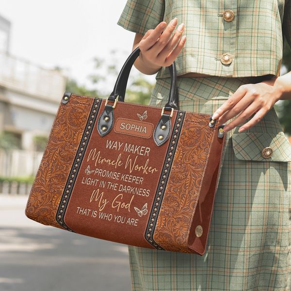 Christianartbag Shoulder Bag, Way Maker Miracle Worker Leather Shoulder Bag, Personalized Shoulder Bag, Gift For Women, CAB01091023. - Christian Art Bag