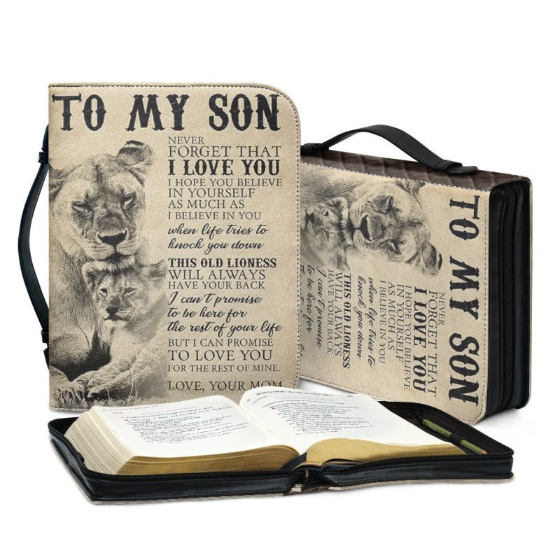 Christianartbag Bible Cover, To My Son From Mom Bible Cover, Personalized Bible Cover, Art Design Bible Cover, Christian Gifts, CAB03061223. - Christian Art Bag