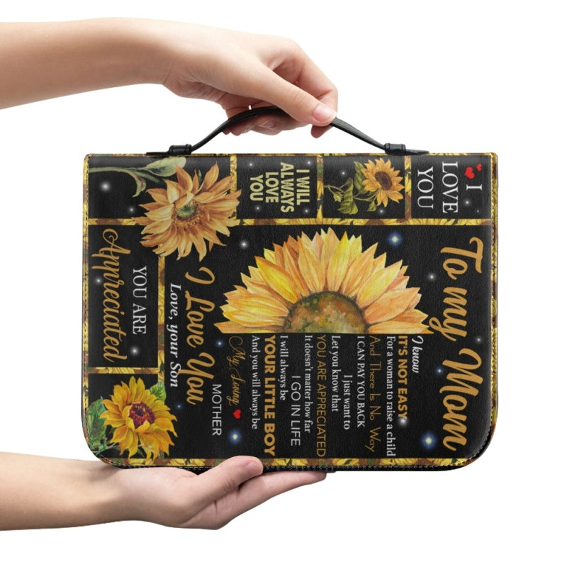 Christianartbag Bible Cover, To My Mom I Love You Sunflower Bible Cover, Personalized Bible Cover, Mom Bible Cover, Mother Days Gifts, CAB02201223. - Christian Art Bag