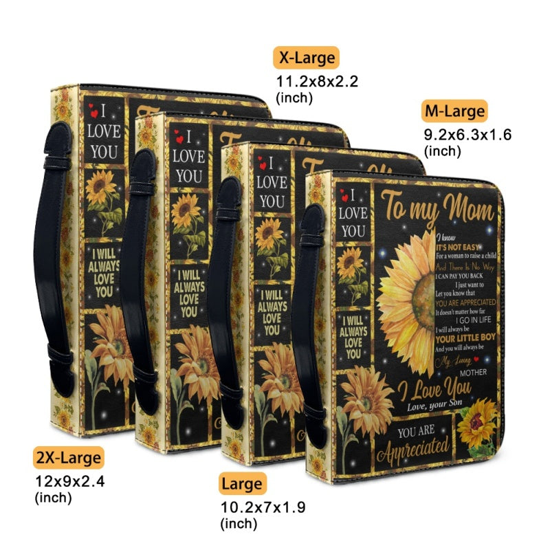 Christianartbag Bible Cover, To My Mom I Love You Sunflower Bible Cover, Personalized Bible Cover, Mom Bible Cover, Mother Days Gifts, CAB02201223. - Christian Art Bag