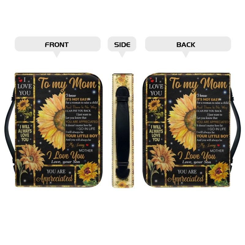Christianartbag Bible Cover, To My Mom I Love You Sunflower Bible Cover, Personalized Bible Cover, Mom Bible Cover, Mother Days Gifts, CAB02201223. - Christian Art Bag
