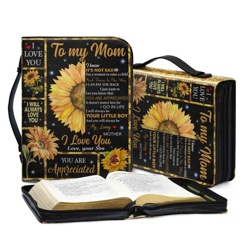 Christianartbag Bible Cover, To My Mom I Love You Sunflower Bible Cover, Personalized Bible Cover, Mom Bible Cover, Mother Days Gifts, CAB02201223. - Christian Art Bag