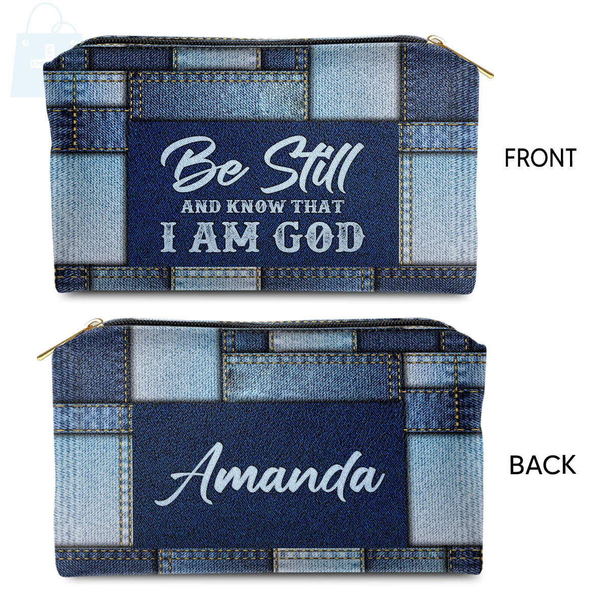 Christianartbag Makeup Cosmetic Bag, Be Still And Know That I Am God Christmas Gift, Personalized Leather Cosmetic Bag. - Christian Art Bag