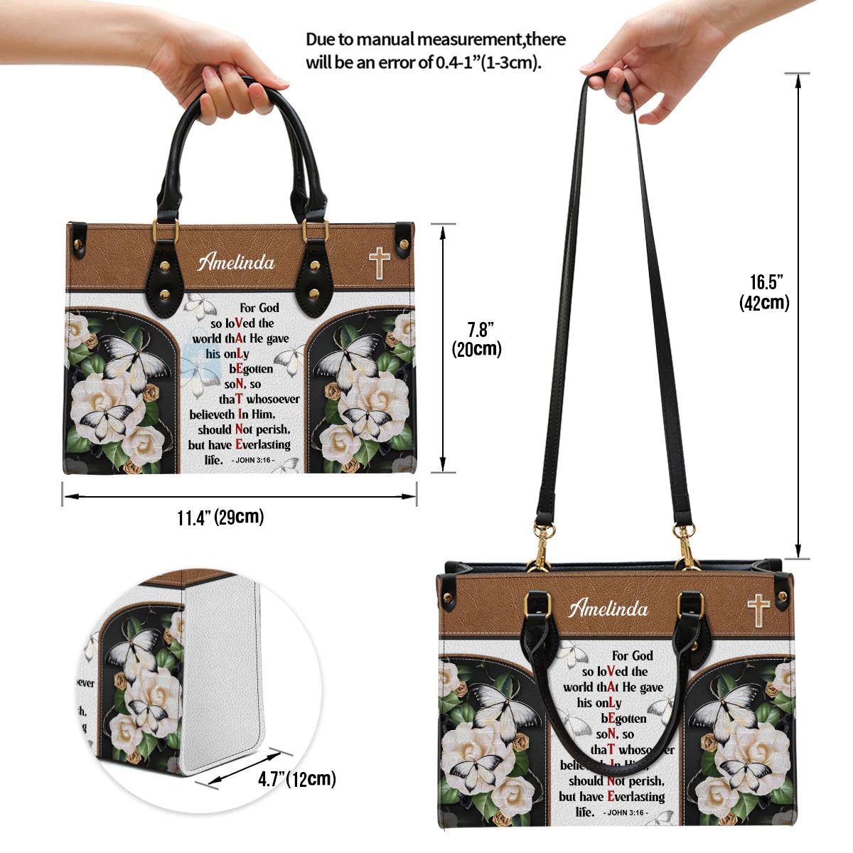 Christianart Handbag, Christian Valentines Day Ideas John 3:16, For God So Loved The World, Personalized Gifts, Gifts for Women. - Christian Art Bag