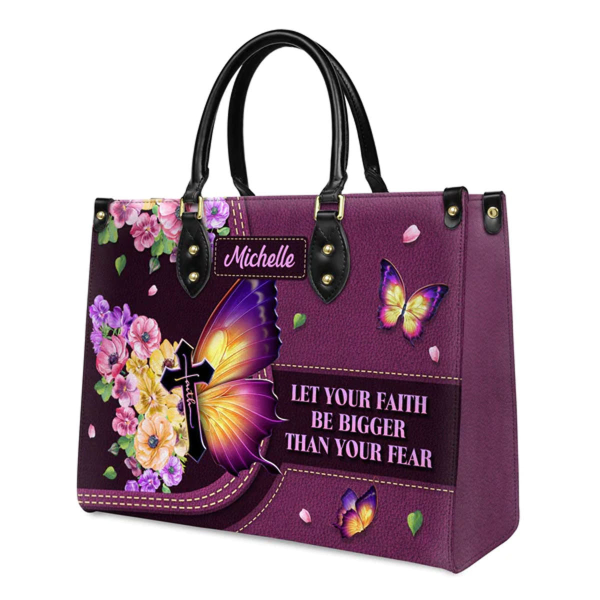Christianartbag Handbags, Let Your Faith Be Bigger Than Your Fear Leather Bags, Personalized Bags, Gifts for Women, Christmas Gift, CABLTB01140823. - Christian Art Bag