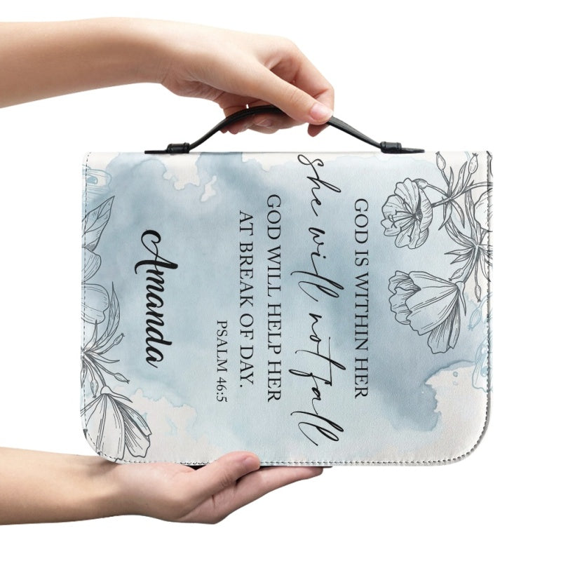 Christianartbag Bible Cover, GOD is Within She Will Not Fall Psalm 46:5 Her Bible Cover, Personalized Bible Cover, Flower Bible Cover, Christian Gifts, CAB01201123. - Christian Art Bag