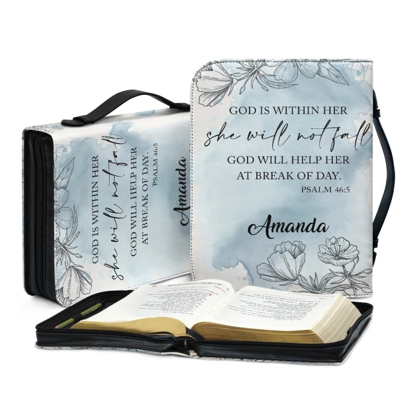 Christianartbag Bible Cover, GOD is Within She Will Not Fall Psalm 46:5 Her Bible Cover, Personalized Bible Cover, Flower Bible Cover, Christian Gifts, CAB01201123. - Christian Art Bag