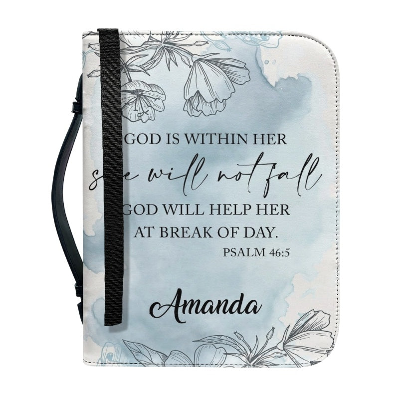 Christianartbag Bible Cover, GOD is Within She Will Not Fall Psalm 46:5 Her Bible Cover, Personalized Bible Cover, Flower Bible Cover, Christian Gifts, CAB01201123. - Christian Art Bag