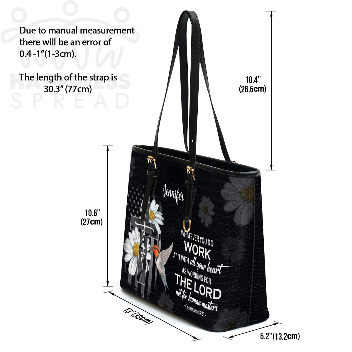 Christianart Handbag, Personalized Hand Bag, Work At It With All Your Heart, Personalized Gifts, Gifts for Women. - Christian Art Bag