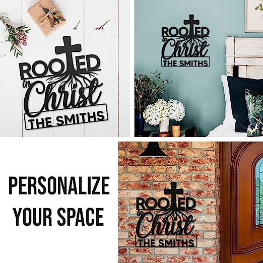 Christianartbag Metal Signs, Rooted In Christ, Personalized Metal, Christian Wall Art With Religious Scripture, Appreciation Gifts For Family - Christian Art Bag
