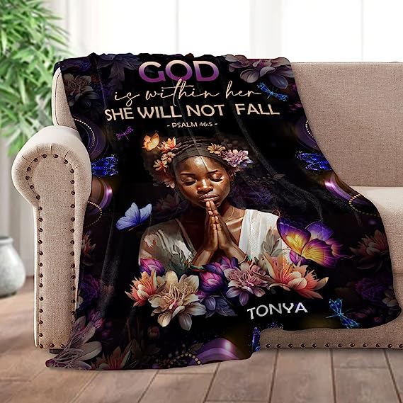 Christianart Blanket, God Is Within Her She Will Not Fall, Christian Blanket, Bible Verse Blanket, Christmas Gift. - Christian Art Bag