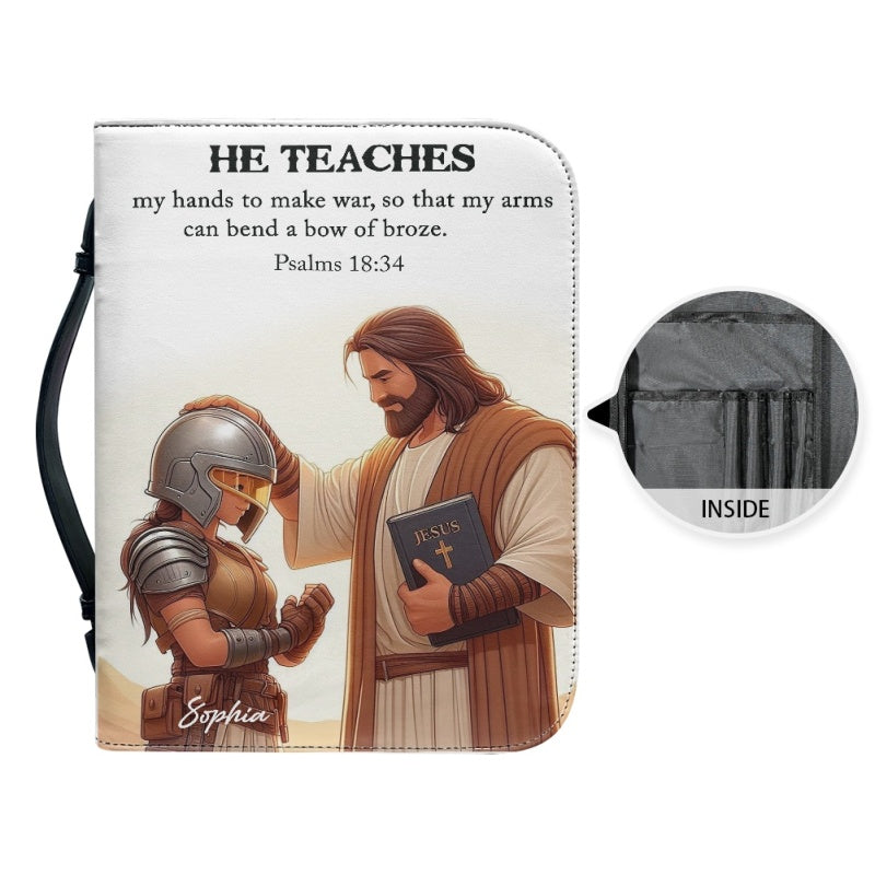 CHRISTIANARTBAG Bible Cover - He Teaches Ephesians - Personalized Bible Cover, CABBBCV06120824.