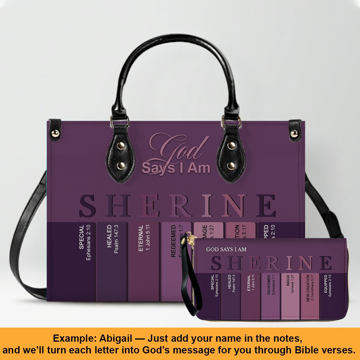 Personalized Leather Handbag – Custom Name Christian Purse by CHRISTIANARTBAG