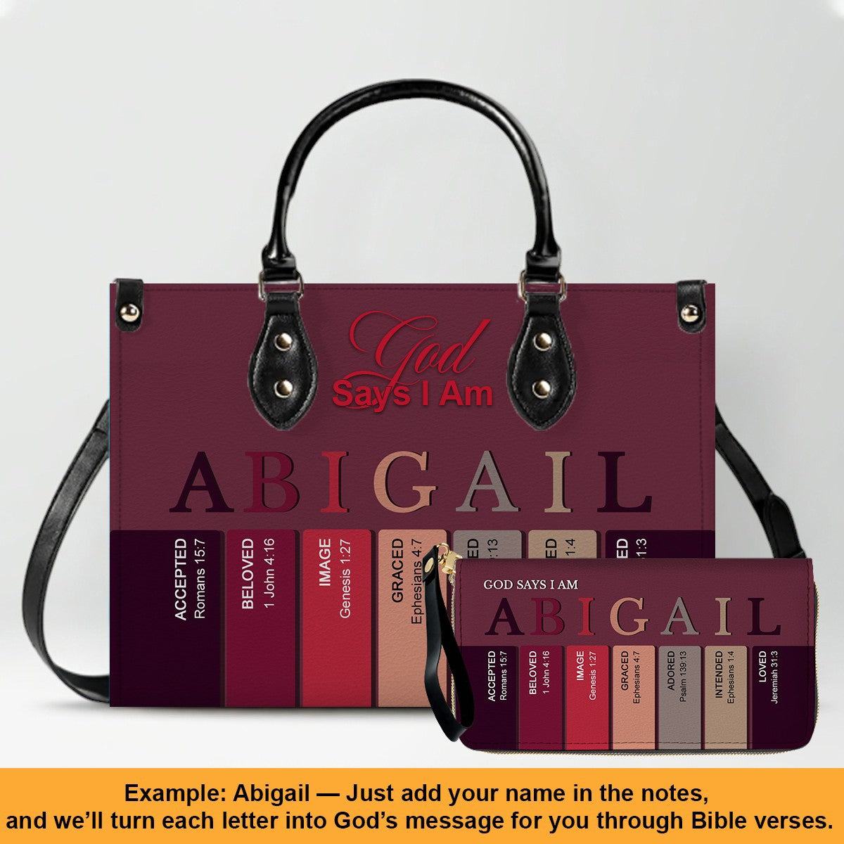 Personalized Leather Handbag – Custom Name Christian Purse by CHRISTIANARTBAG