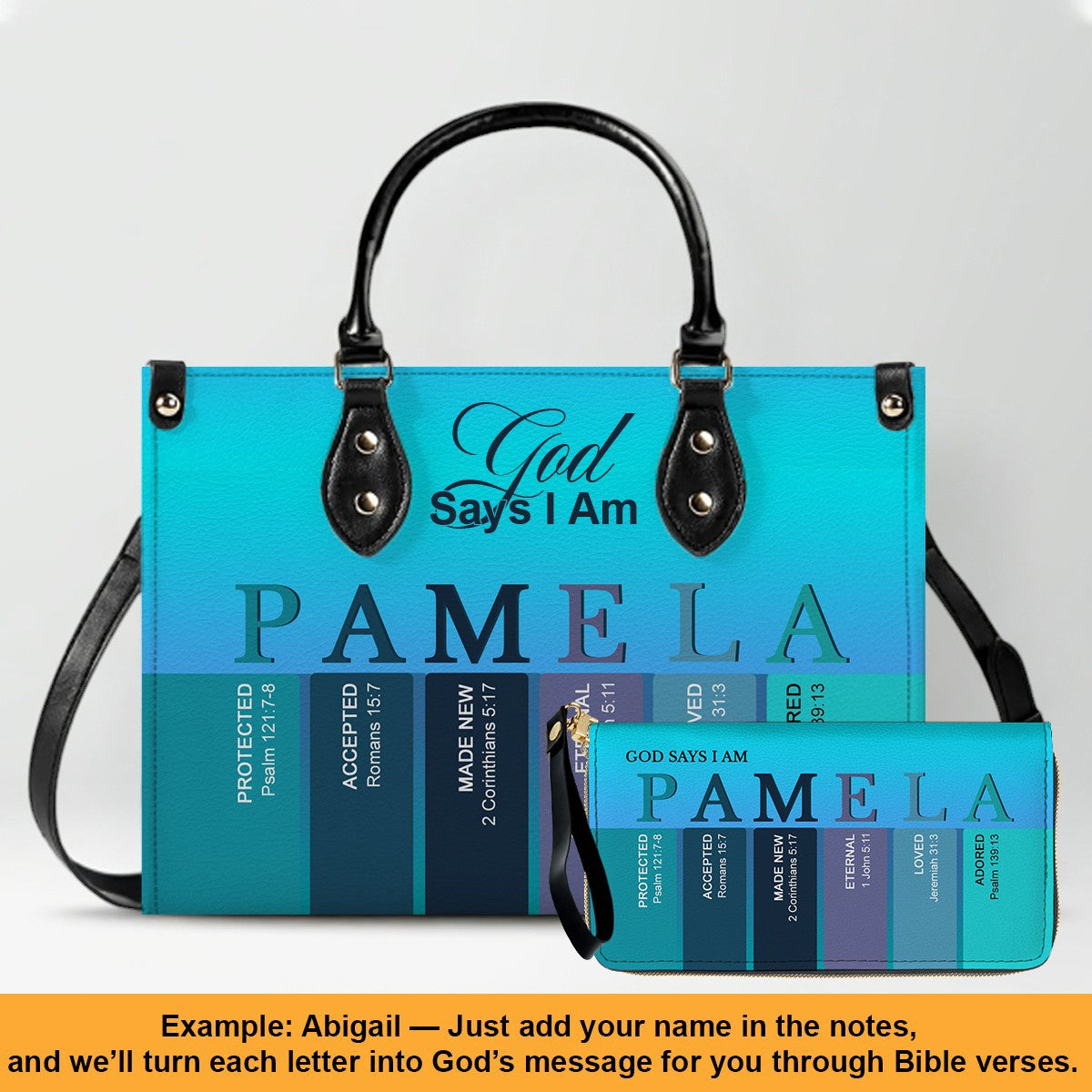 Personalized Leather Handbag – Custom Name Christian Purse by CHRISTIANARTBAG