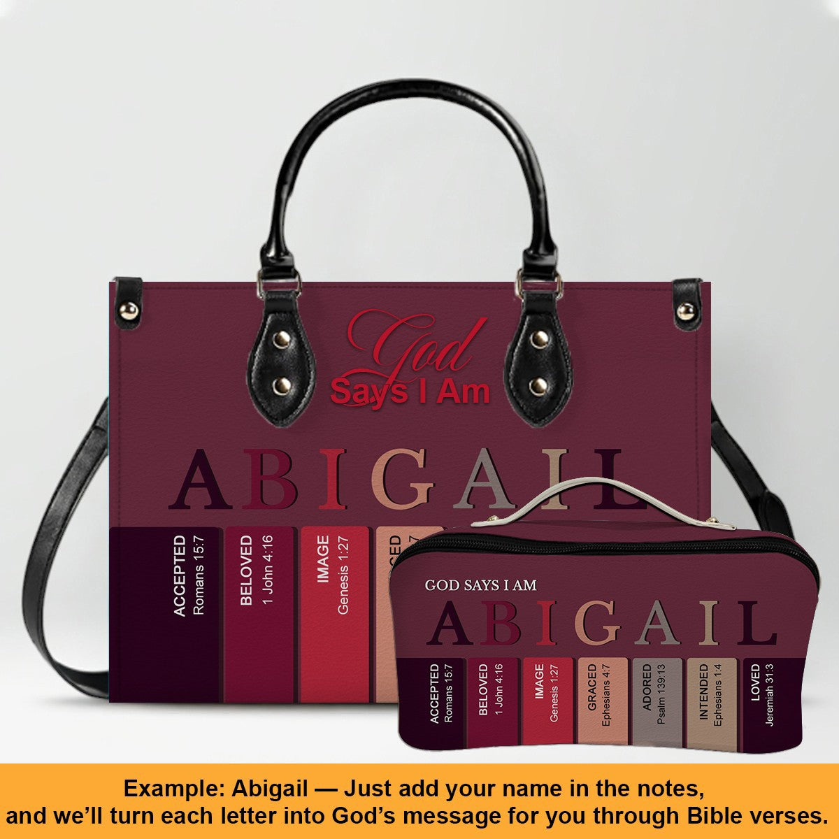 Personalized Leather Handbag – Custom Name Christian Purse by CHRISTIANARTBAG