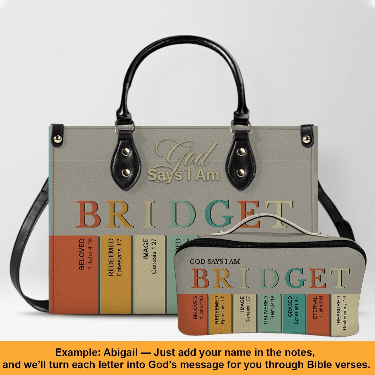 Personalized Leather Handbag – Custom Name Christian Purse by CHRISTIANARTBAG