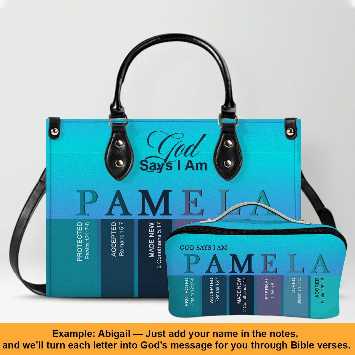 Personalized Leather Handbag – Custom Name Christian Purse by CHRISTIANARTBAG