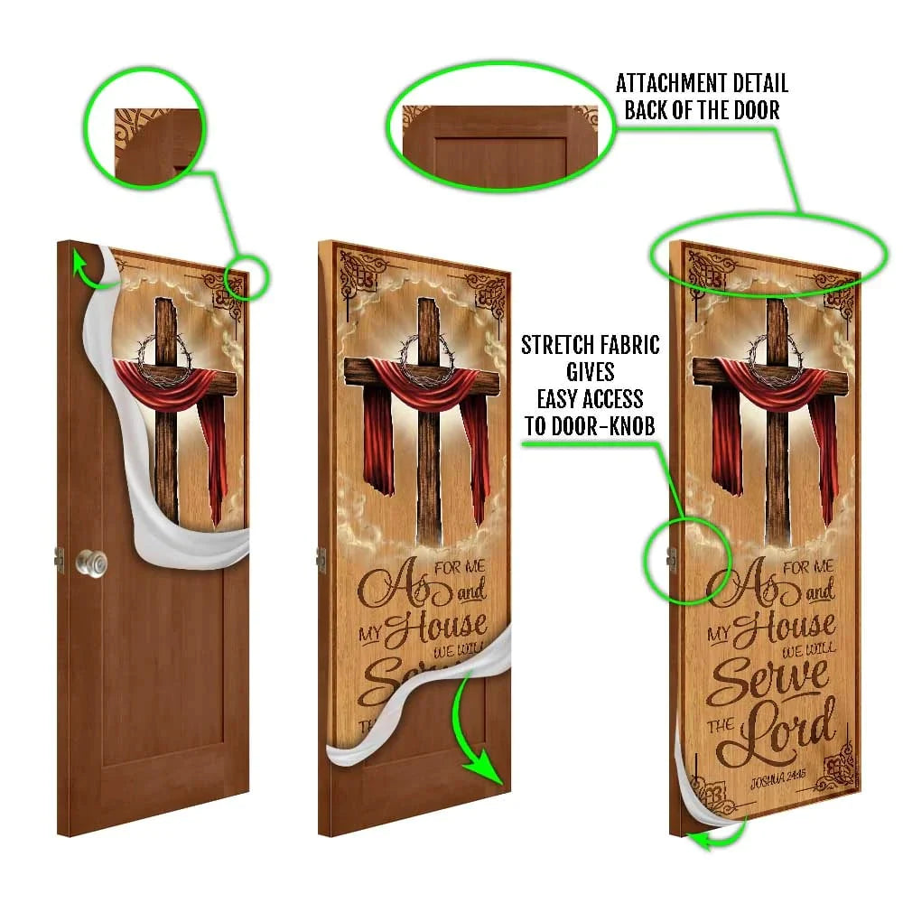 Christianartbag Door Cover, As For Me And My House, Religious Door Decorations, Christian Home Decor - Christian Art Bag