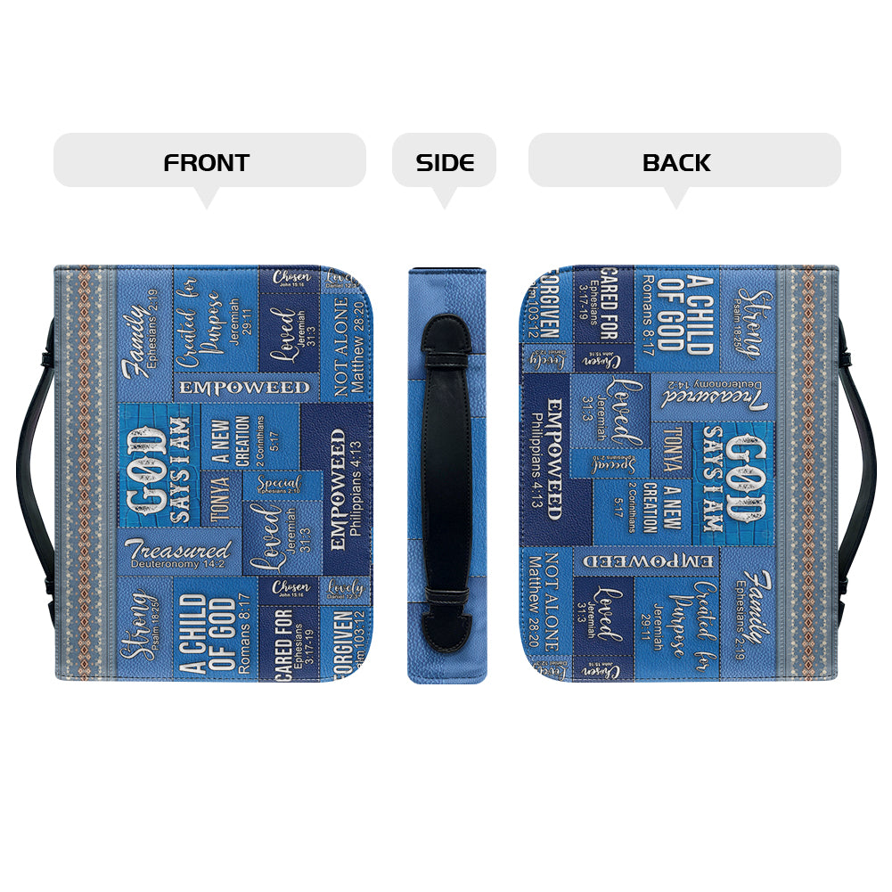 Christianartbag Handbags, God Says I Am Leather Handbag Blue, Personalized Bags, Gifts for Women, Christmas Gift, CABLTB05240923. - Christian Art Bag