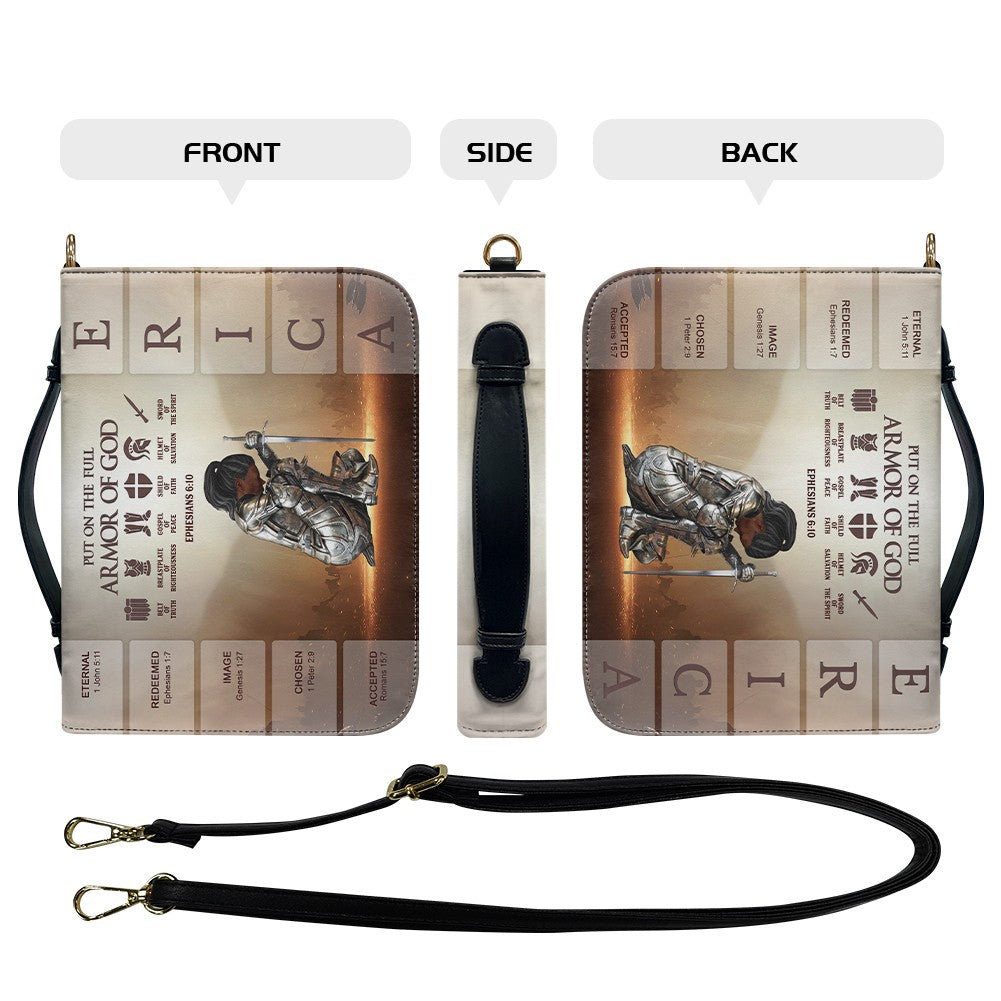 CHRISTIANARTBAG Bible Cover - Put on the Full Armor of God - Uncover the sacred meaning of your name - Personalized Bible Cover, CABBBCV013625